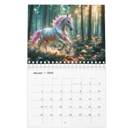 Atemberaubende Sparkling Unicorns Kalender (Jan 2026)