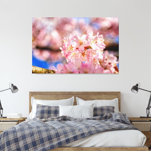Atemberaubende und Phantastische rosa Sakura-Blume Leinwanddruck (Insitu (Schlafzimmer))