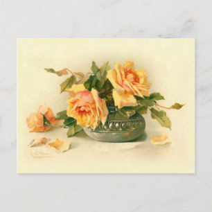 Atemberaubende viktorianische Rosen in einer Vase  Postkarte