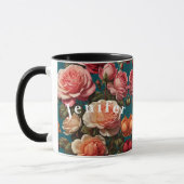 Atemberaubende Vintage botanische Blume Kaffee Tas Tasse (Links)