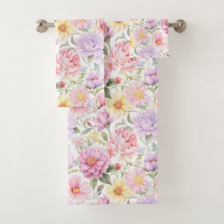 Atemberaubende Vintage Rosenmuster Badhandtuch Set