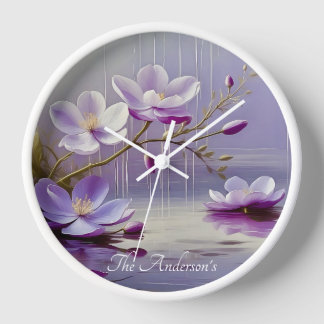 Atemberaubende violette Blumen Individuelle Name Uhr