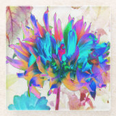 Atemberaubende Wasserfarbe Regenbogen Kaktus Dahli Glasuntersetzer (Vorderseite)