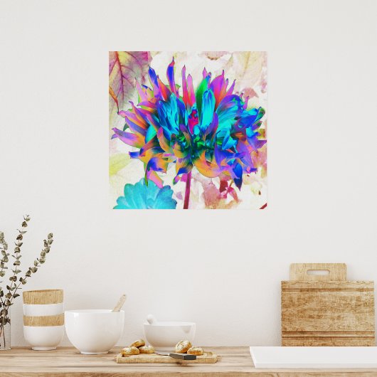Atemberaubende Wasserfarbe Regenbogen Kaktus Dahli Poster (Küche)