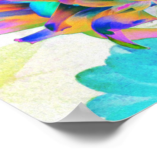 Atemberaubende Wasserfarbe Regenbogen Kaktus Dahli Poster (Ecke)