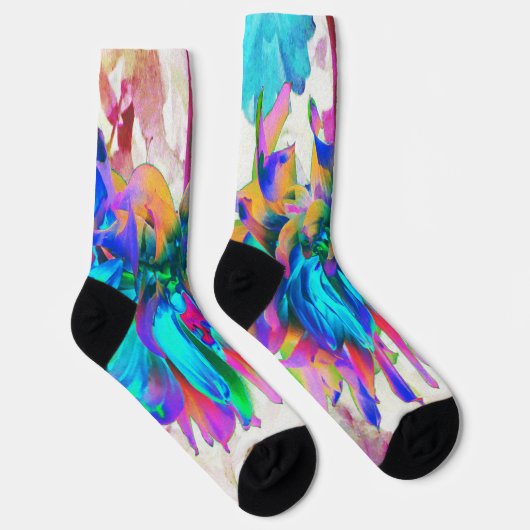 Atemberaubende Wasserfarbe Regenbogen Kaktus Dahli Socken (Rechts)