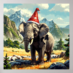 Atemberaubende Weihnachtslephantenmalerei Poster