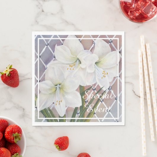 Atemberaubende weiße Amaryllische Blume Serviette (Beispiel)