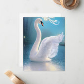 Atemberaubende White Swan Bird Grafik Mitteilungskarte (Vorderseite/Rückseite Beispiel)