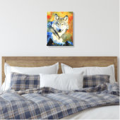 Atemberaubende Wolf Wildlife Watercolor Wölfe zeic Leinwanddruck (Insitu (Schlafzimmer))