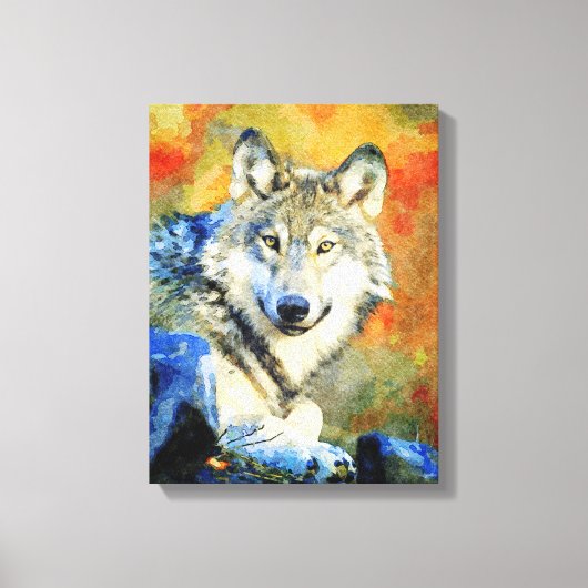Atemberaubende Wolf Wildlife Watercolor Wölfe zeic Leinwanddruck (Vorderseite)