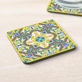 💛 💙 💚 Atemberaubenden, blauen und gelben Azulej Getränkeuntersetzer (Linke Seite)