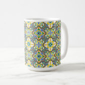 💛 💙 💚 Atemberaubenden, blauen und gelben Azulej Kaffeetasse (VorderseiteRechts)