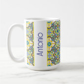 💛 💙 💚 Atemberaubenden, blauen und gelben Azulej Kaffeetasse (Links)