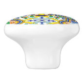 💛 💙 💚 Atemberaubenden, blauen und gelben Azulej Keramikknauf (Seitenansicht)