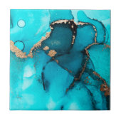 Atemberaubender Abstrakter Ocean Green Gold Alkoho Fliese (Vorderseite)