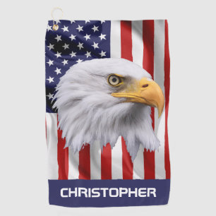 Atemberaubender Adler, die amerikanische Flagge Pa Golfhandtuch
