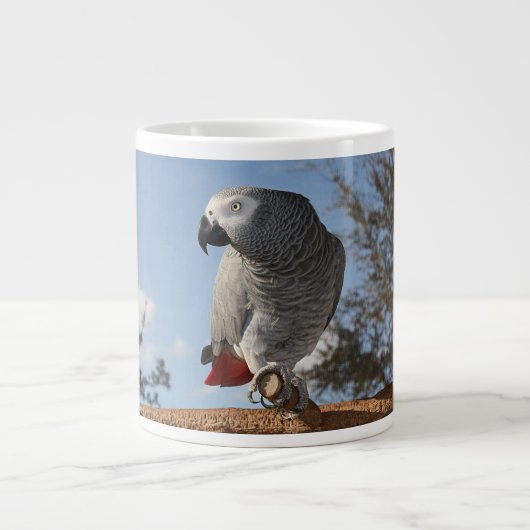 Atemberaubender afrikanisches Grau-Papagei Jumbo-Tasse (Vorderseite)