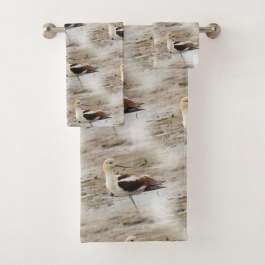 Atemberaubender American Avocet Wading Bird am Str Badhandtuch Set (Insitu)