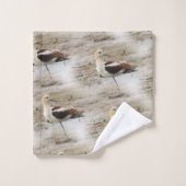 Atemberaubender American Avocet Wading Bird am Str Badhandtuch Set (Waschlappen)