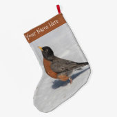 Atemberaubender amerikanischer Robin im Schnee Großer Weihnachtsstrumpf (Rückseite (Hängend))