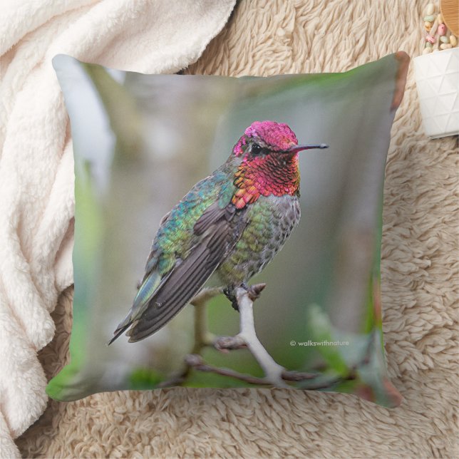 Atemberaubender Anna-Hummingbird im Pflaumenbaum Kissen (Decke)