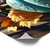 Atemberaubender aquamariner Kürbiskunstdruck Poster (Ecke)