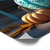 Atemberaubender aquamariner Kürbiskunstdruck Poster (Ecke)