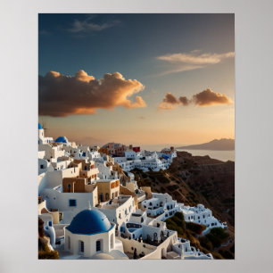 Atemberaubender Blick auf Santorini Poster