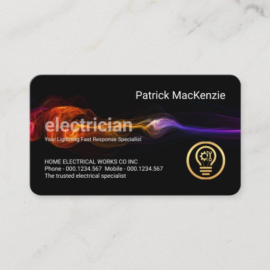 Atemberaubender Blitzschlag-Elektriker-Service Visitenkarte (Vorderseite)