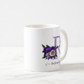 Atemberaubender Blumenlavener Weißes Monogramm  Kaffeetasse (VorderseiteRechts)