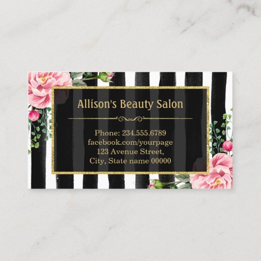 Atemberaubender Blumenstrauß-Glitzer Visitenkarte (Rückseite)