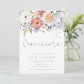 Atemberaubender Botanischer Blumenstrauß Quinceane Einladung (Stehend Vorderseite)