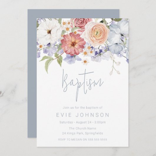 Atemberaubender Botanischer Flora oder Mädchen Tau Einladung (Vorne/Hinten)