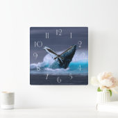 Atemberaubender Buckelwal Quadratische Wanduhr (Zuhause)