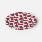 Atemberaubender Burgund und weißer Abschluss Pappteller (Schrägansicht)