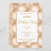 ATEMBERAUBENDER CHAMPAGNE QUILTED & GOLD CUSTOM GE EINLADUNG (Vorne/Hinten)