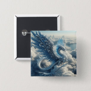 Atemberaubender Drache umgeben von Wolken Button