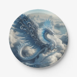 Atemberaubender Drache umgeben von Wolken Pappteller