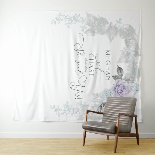 Atemberaubender Eisblauer Lilac und Weißrosenstück Wandteppich (Beispiel (Horizontal))