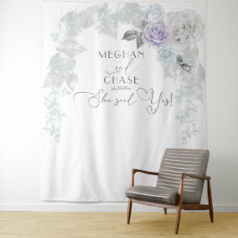 Atemberaubender Eisblauer Lilac und Weißrosenstück Wandteppich