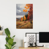 Atemberaubender Fall Berglandschaft - Goldener Her Poster (Heimbüro)