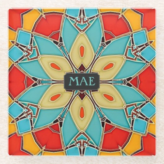 Atemberaubender, farbiger Glass-Look - Ihre Initia Glasuntersetzer (Vorderseite)