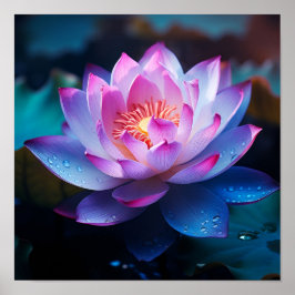 Atemberaubender farbiger Lotus-Blume-Druck Poster
