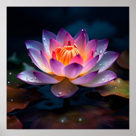 Atemberaubender farbiger Lotus-Blume-Druck Poster