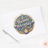 Atemberaubender Geburtstagstich Runder Aufkleber (Umschlag)