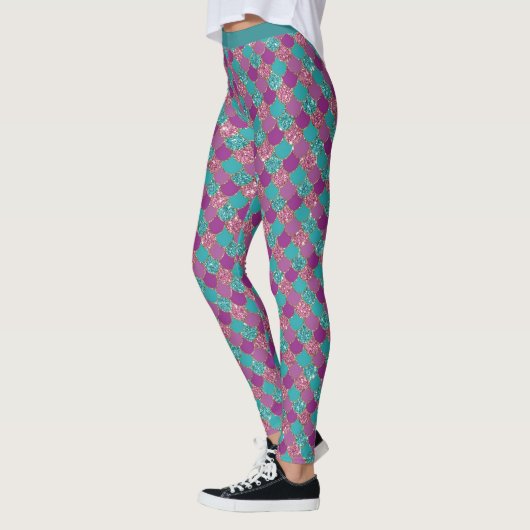 Atemberaubender Glitzer Mermaid Scale Pastel Glam Leggings (Links)