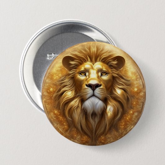 Atemberaubender Gold Lion Head Button (Vorne & Hinten)
