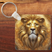 Atemberaubender Gold Lion Head Schlüsselanhänger (Vorderseite)