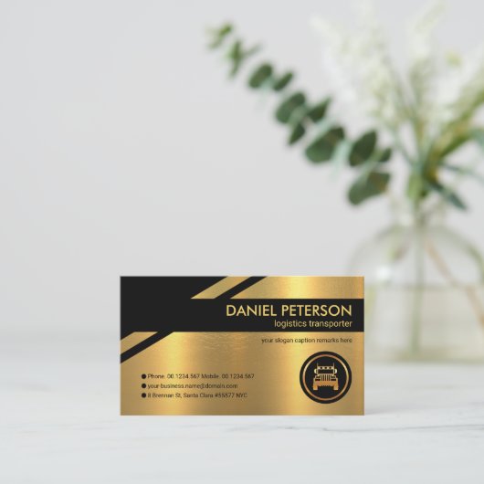 Atemberaubender Gold Logistics Route Trucker Visitenkarte (Stehend Vorderseite)